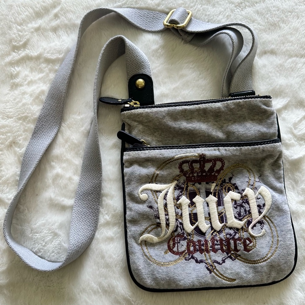 Y2K JUICY COUTURE VINTAGE VELOUR TERRY SMALL CROSSBODY BAG New Mcbling Purse